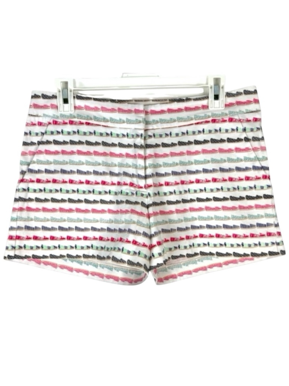 Britt Ryan Multicolor Striped Novelty Shoe Print Shorts Cotton Stretch Size 6